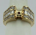 14k yellow gold 1.54ctw diamond ring semi mount triple row round & baguette new