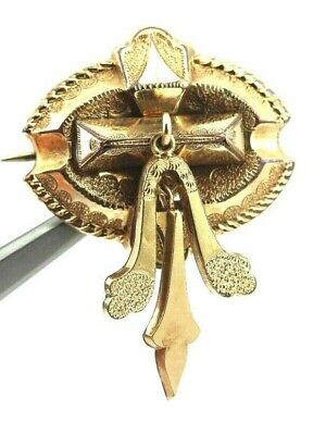 GOLD TONE VINTAGE ESTATE ANTIQUE PIN BROOCH HOLLOW ART NOUVEAU ART DECO DANGLE