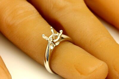 Platinum 6.5-7 mm round cathedral engagement ring solitaire setting size 3.25