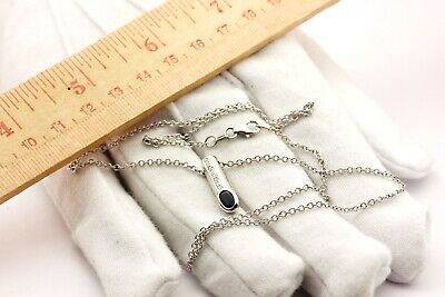 14k White Gold 0.59ctw Blue Sapphire Diamond Pendant 18" Cable Chain Necklace