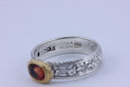 orange sapphire diamond sterling silver ring 5.5mm band men's size 9.5 engraved