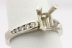Platinum 7x5mm emerald diamond engagement ring semi mount .23ctw round size 5.75