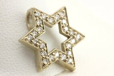 14k white gold 0.20ctw diamond Jewish Hebrew Star of David pendant new 1.36g
