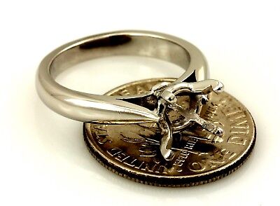 Platinum 6.5-7 mm round cathedral engagement ring solitaire setting size 3.25