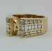 14k yellow gold 1.54ctw diamond ring semi mount triple row round & baguette new