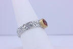 orange sapphire diamond sterling silver ring 5.5mm band men's size 9.5 engraved