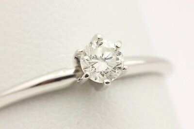 14k white gold .29ct round diamond ring solitaire band engagement estate sz 9.5