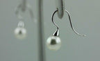 14k white gold dangle hook earrings round white freshwater cultured pearls new