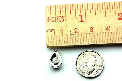 14K WHITE GOLD 1/2 CT ROUND DIAMOND 3/4 BEZEL DROP SHAPE PENDANT SLIDE NEW