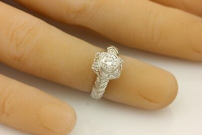 GIA 0.55ct E SI2 round brilliant diamond platinum engagement ring engraved NEW