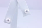 14k white gold 7.20-7.30mm round white pearls stud earrings new