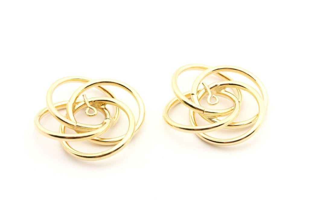14k yellow gold large love knot swirl earrings jackets 24mm estate 3.1g