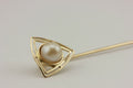 10k yellow gold 6mm pearl 2.5 inch stick pin estate vintage 1.3g