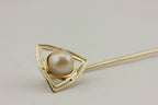 10k yellow gold 6mm pearl 2.5 inch stick pin estate vintage 1.3g
