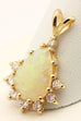 14k yellow gold 5ct opal 0.40ctw diamond pendant 1 inch 3.09g as is vintage