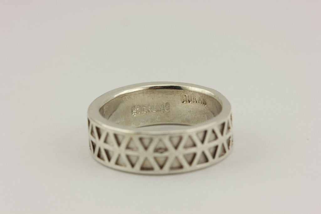 sterling silver women's wedding band alternating triangles 5.8g 6mm size 5.5