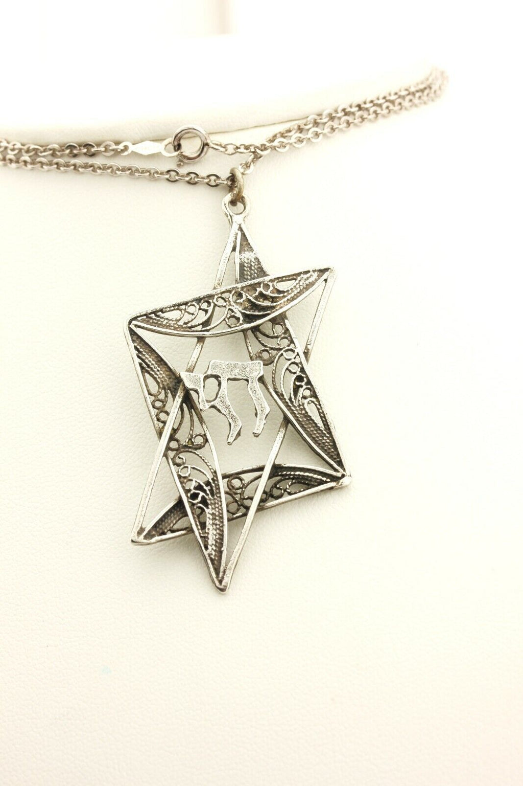 sterling silver Star of David pendant 19.5 inch necklace 10.30g vintage estate