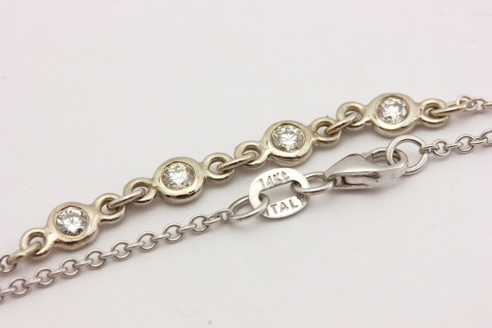 14k white gold 0.25ctw round diamond rolo chain bracelet 7 inch 2.07g new
