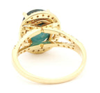 14k yellow gold blue indicolite tourmaline diamond halo ring size 6.25 4.08g