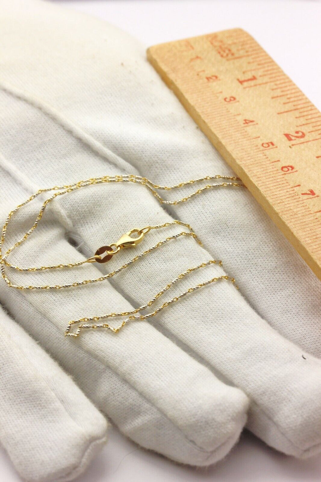 14k gold two tone razo chain necklace lobster 16 inch 0.9mm 2.33g new