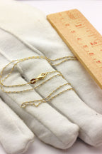 14k gold two tone razo chain necklace lobster 16 inch 0.9mm 2.33g new