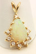 14k yellow gold 5ct opal 0.40ctw diamond pendant 1 inch 3.09g as is vintage