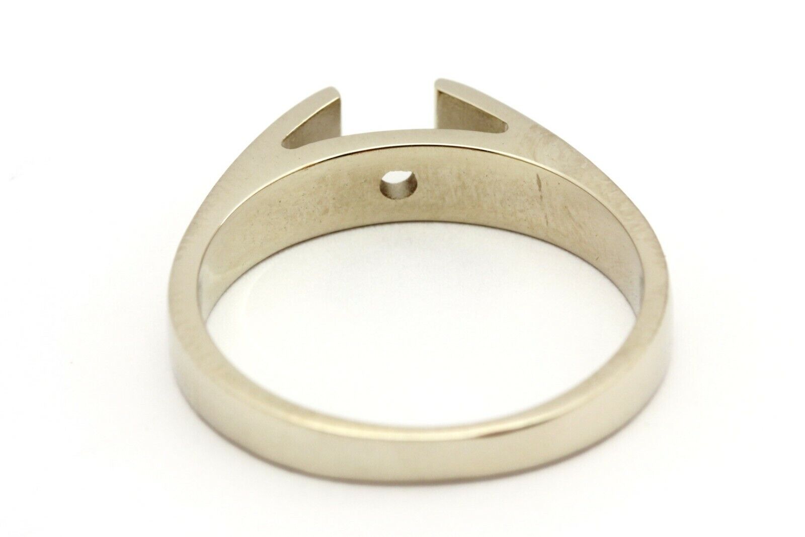 14k white gold 4mm flat cathedral engagement ring setting no head size 6.5 3.62g