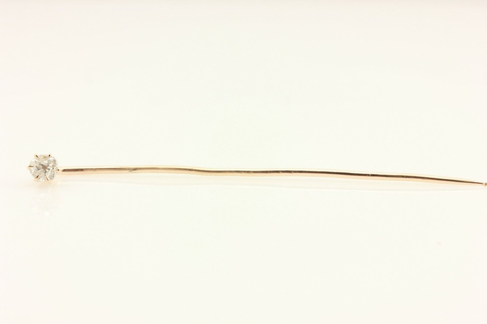 10k yellow gold 3.2mm 0.02ct round diamond L-M I3 stick pin estate vintage 0.8g