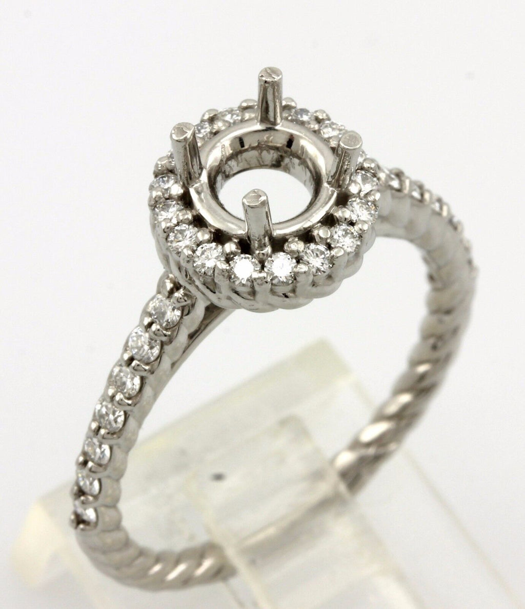 Platinum 1ct round diamond 0.34ctw halo twist band engagement ring semimount NEW