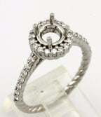 Platinum 1ct round diamond 0.34ctw halo twist band engagement ring semimount NEW