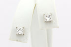 14k white gold 4mm square princess cut 0.80ctw stud earrings estate 1.1g