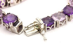 925 sterling silver 47.25ctw 8mm purple amethyst bracelet 7.5 inch 25.17g estate