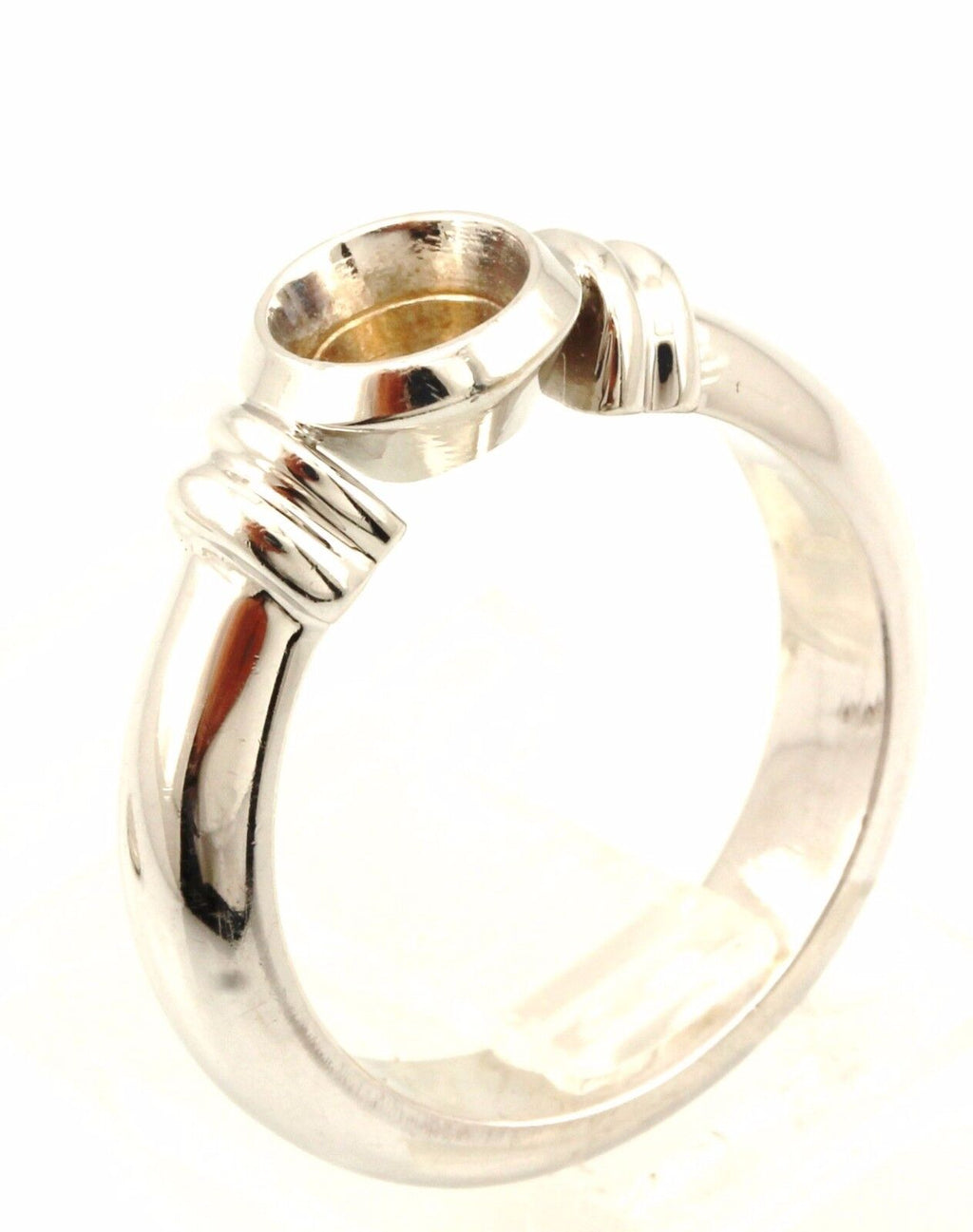 14k white gold 6mm 0.80ct round bezel solitaire engagement ring setting NEW