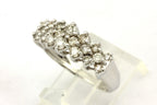 ESTATE 14k white gold 1ct round diamond 3 row wedding ring band 4.48gr sz 7.25