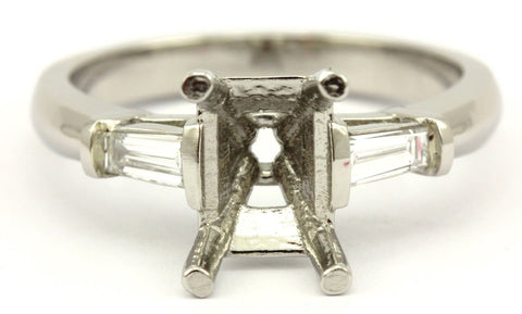 Platinum 3 three stone engagement ring baguette dia 8x6mm rectangular center NEW