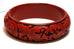 Chinese Cinnabar red black vintage bangle bracelet 7.5 inch 22mm costume 64g
