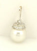 14 k white gold 10mm white round south sea cultured pearl diamond pendant new