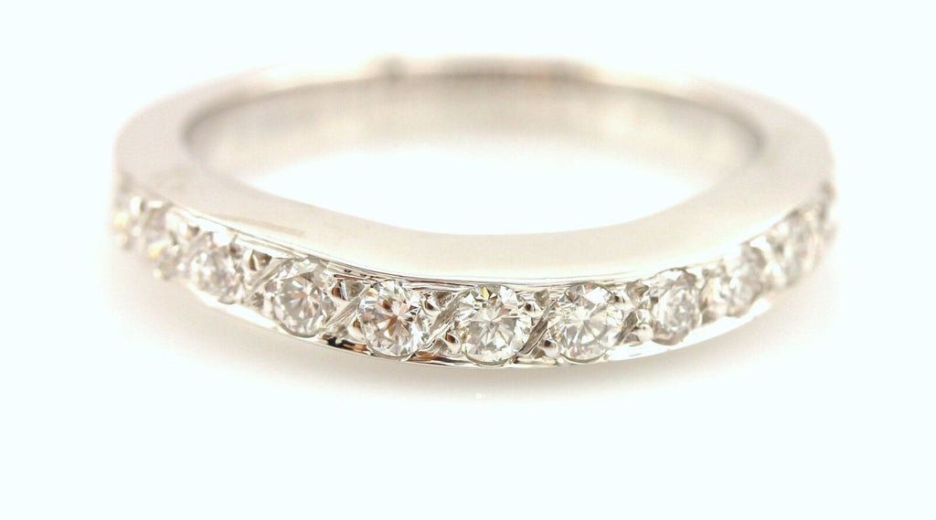 14k white gold 0.41ctw round diamond curved wedding band enhancer size 5.5 NEW