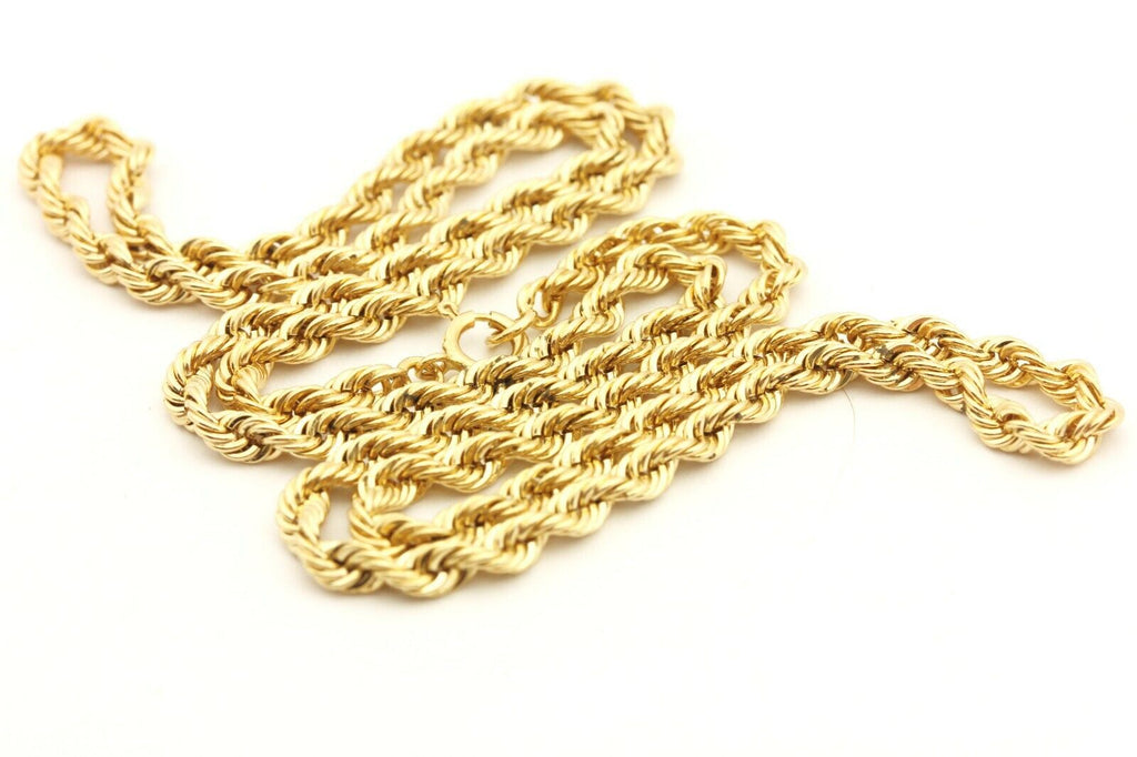 14k yellow gold rope chain necklace spring ring 19 inch 3mm 14.77g vintage
