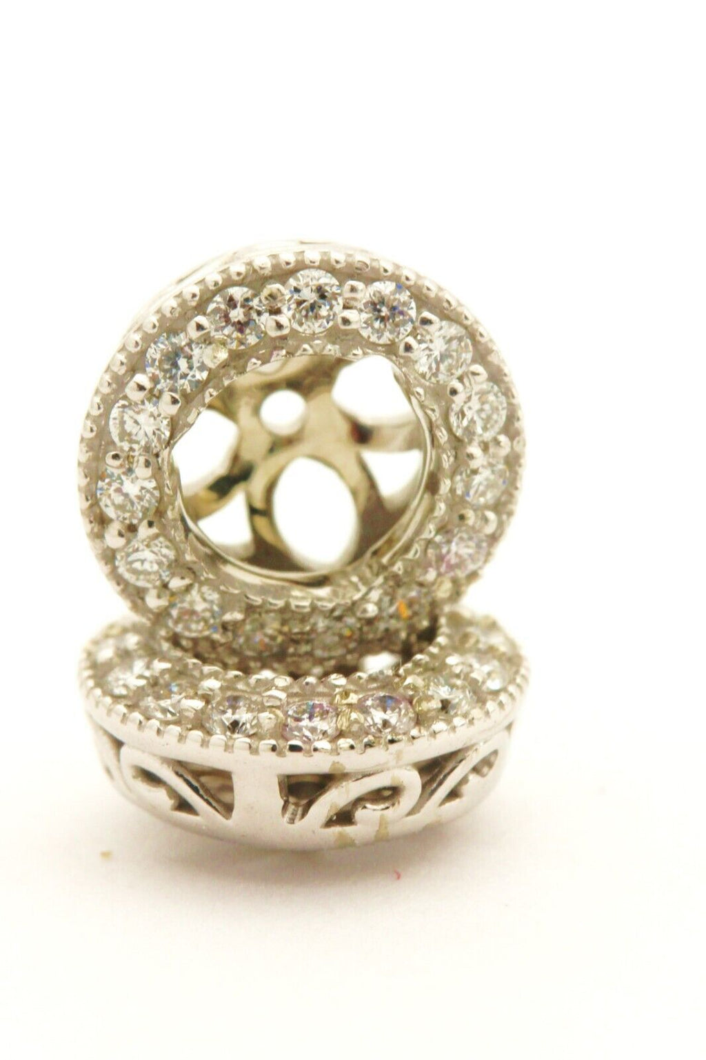 14k white gold 4.3mm round stud 0.27ctw diamond accent earring jackets 1.84g new