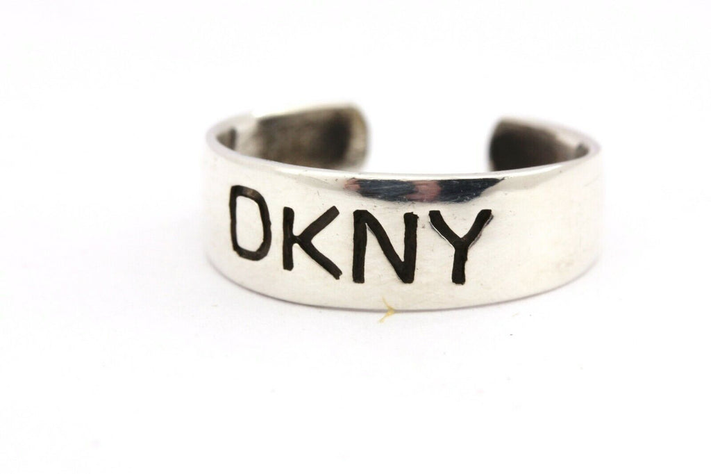DKNY 925 sterling silver small adjustable ring band 1.4g 5.5mm estate vintage