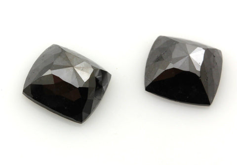 Diamonds matched pair treated black 4.47ctw square rose cut mix 8.3x7.9mm NEW