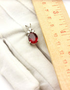 14k white gold lab ruby red oval 4.92ct 0.23ctw round diamond pendant new 2.6g