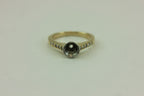 Platinum-14k yellow gold 5.5mm round diamond engagement ring fleur de lis estate