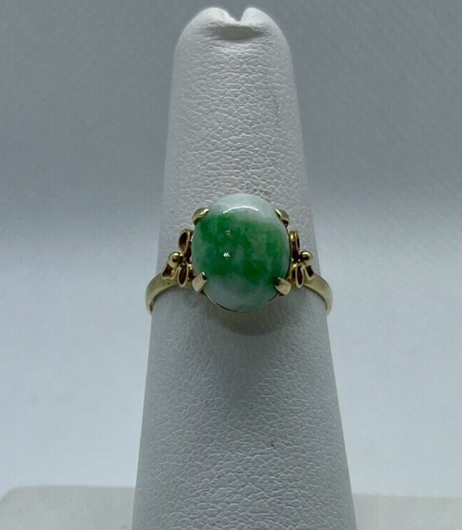 18k yellow gold jadeite jade ring band 3.00ctw size 6 2.7g