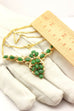 jadeite diamond 14k yellow gold pendant necklace 18k figaro chain 15 inch 10.31g