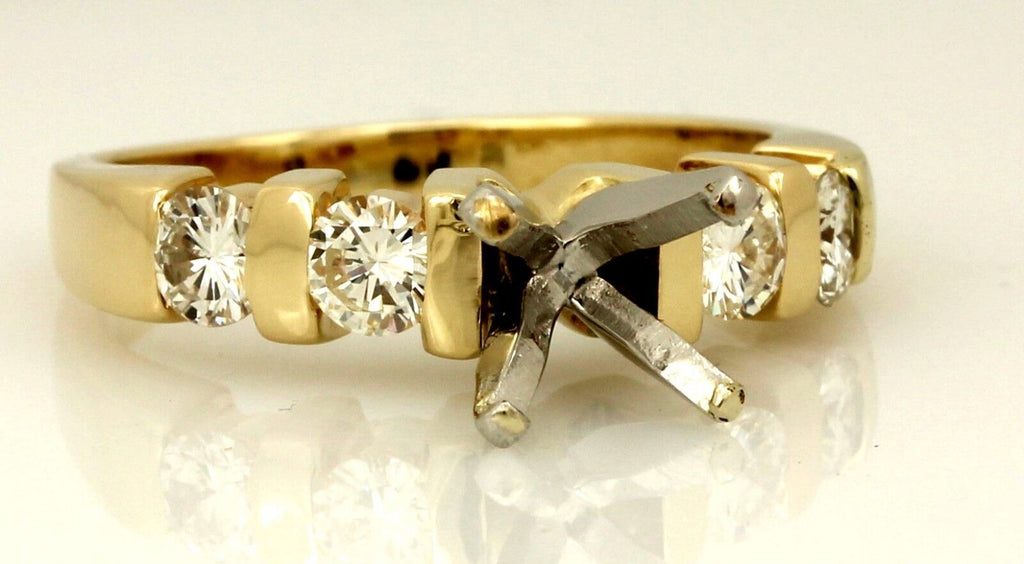 14k yellow gold engagement ring semimount 0.62ctw round diamond 6.5mm M&M estate