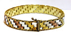 925 sterling silver tri color 7 inch 1mm bracelet ITALY mesh beaded 25.75g