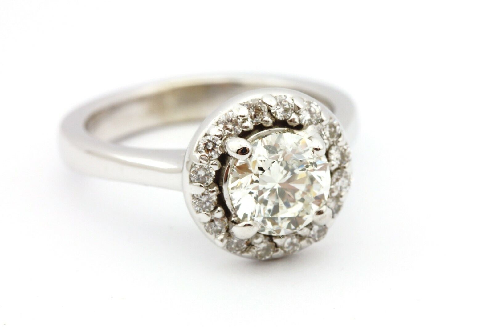 14k white gold GIA 1.04ct diamond 0.32ctw halo engagement ring size 4.25 4.93g