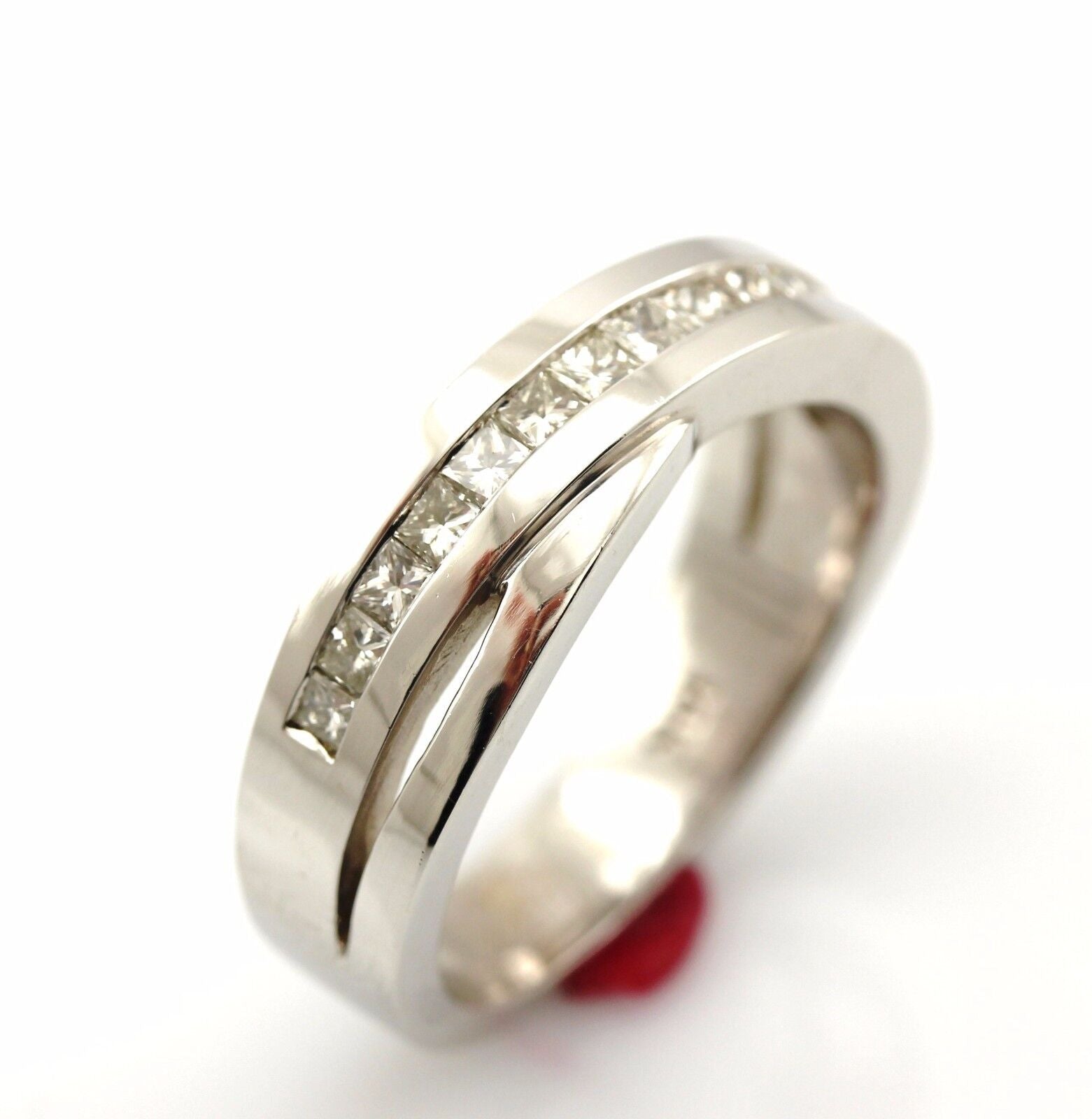 14k white gold 0.7 ctw princess diamond wedding band twist ring size 9 NEW 8.47g